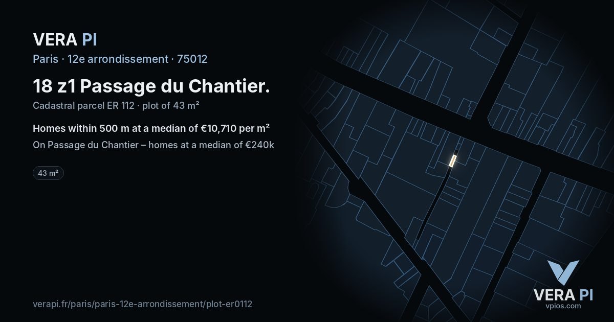 18 z1 Passage du Chantier, 12e arrondissement at night – the plot lit, the parcels around coloured by the prices near them