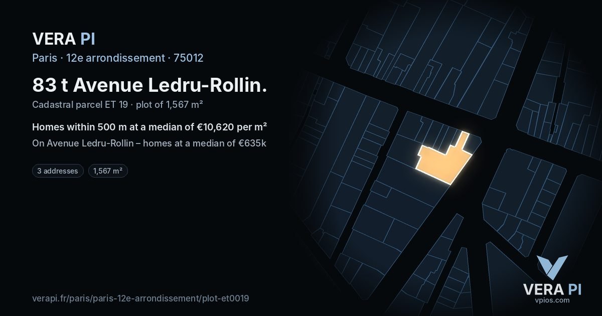 83 t Avenue Ledru-Rollin, 12e arrondissement at night – the plot lit, the parcels around coloured by the prices near them