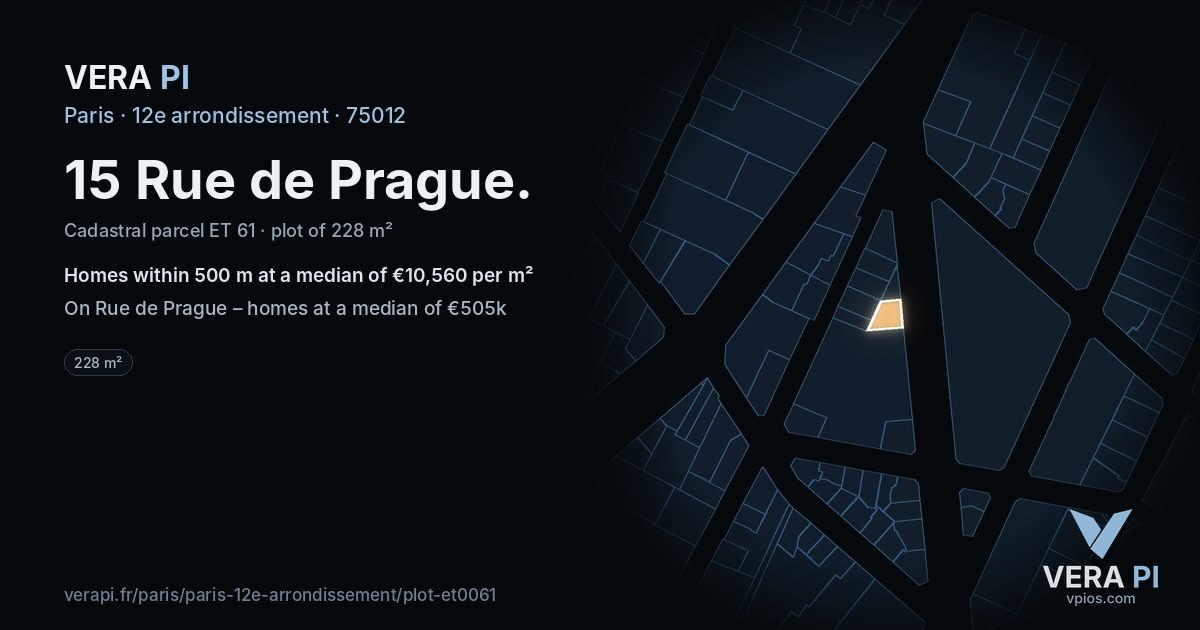 15 Rue de Prague, 12e arrondissement at night – the plot lit, the parcels around coloured by the prices near them