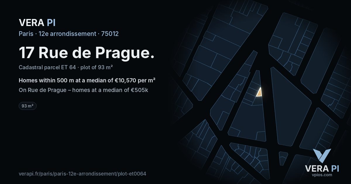 17 Rue de Prague, 12e arrondissement at night – the plot lit, the parcels around coloured by the prices near them