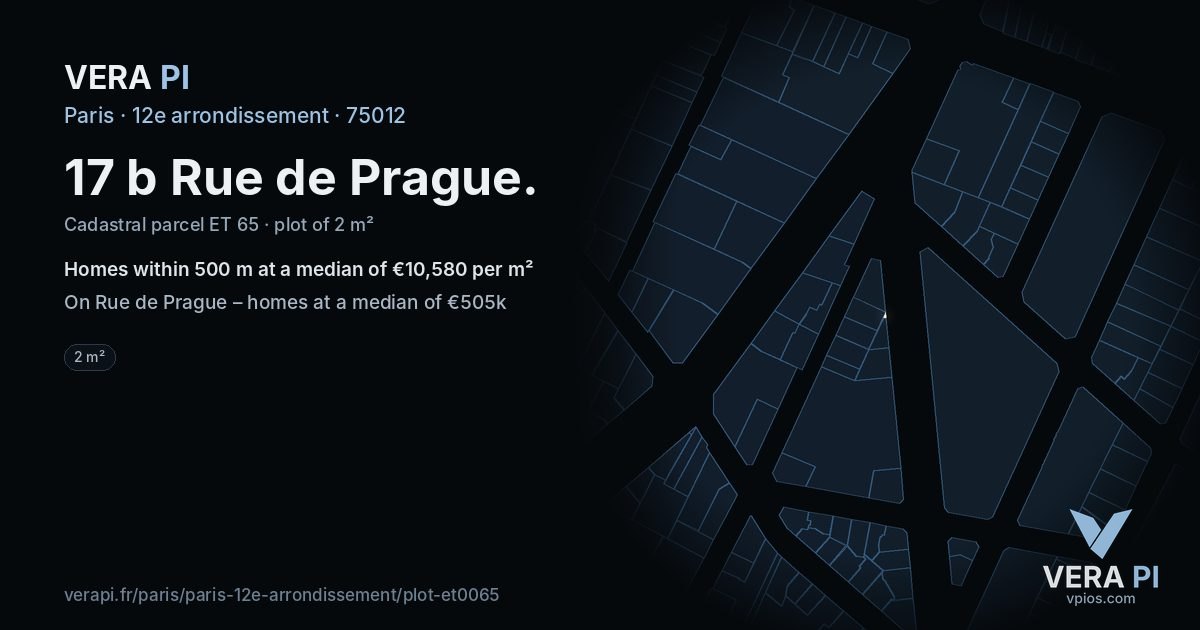 17 b Rue de Prague, 12e arrondissement at night – the plot lit, the parcels around coloured by the prices near them