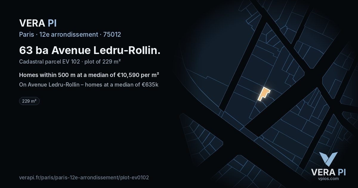 63 ba Avenue Ledru-Rollin, 12e arrondissement at night – the plot lit, the parcels around coloured by the prices near them