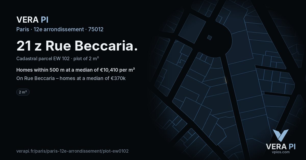 21 z Rue Beccaria, 12e arrondissement at night – the plot lit, the parcels around coloured by the prices near them