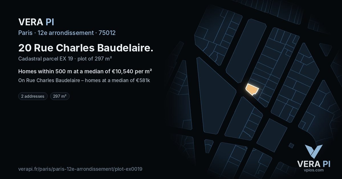 20 Rue Charles Baudelaire, 12e arrondissement at night – the plot lit, the parcels around coloured by the prices near them
