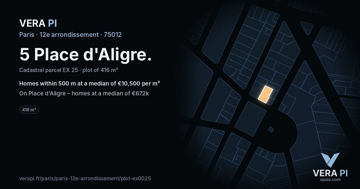 5 Place d'Aligre, 12e arrondissement at night – the plot lit, the parcels around coloured by the prices near them