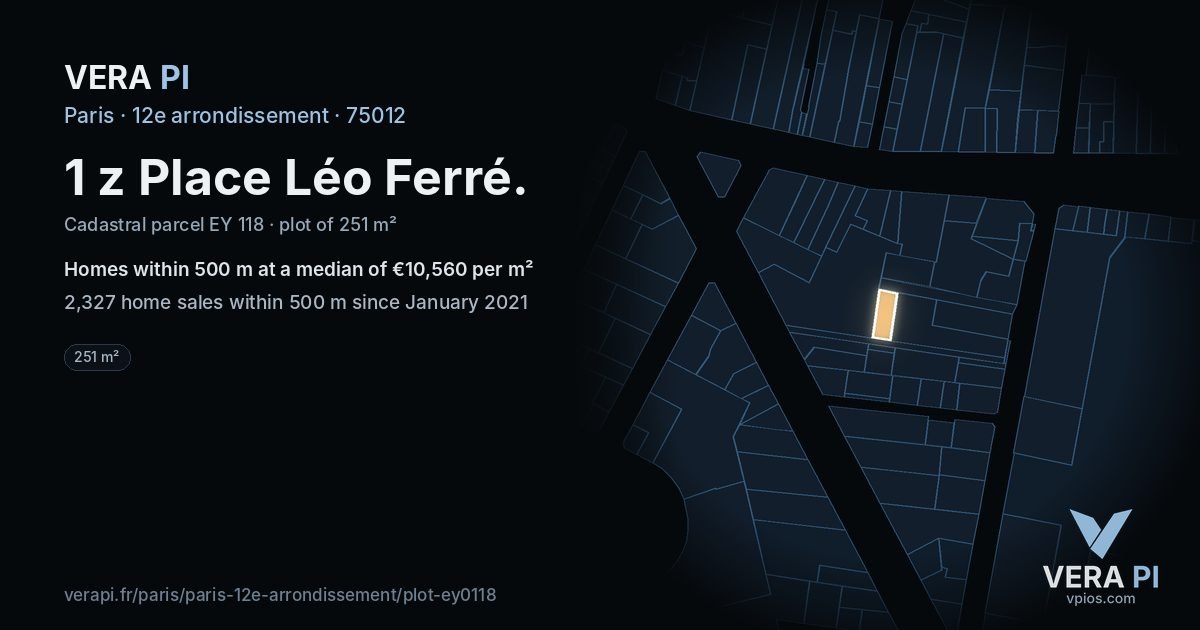 1 z Place Léo Ferré, 12e arrondissement at night – the plot lit, the parcels around coloured by the prices near them