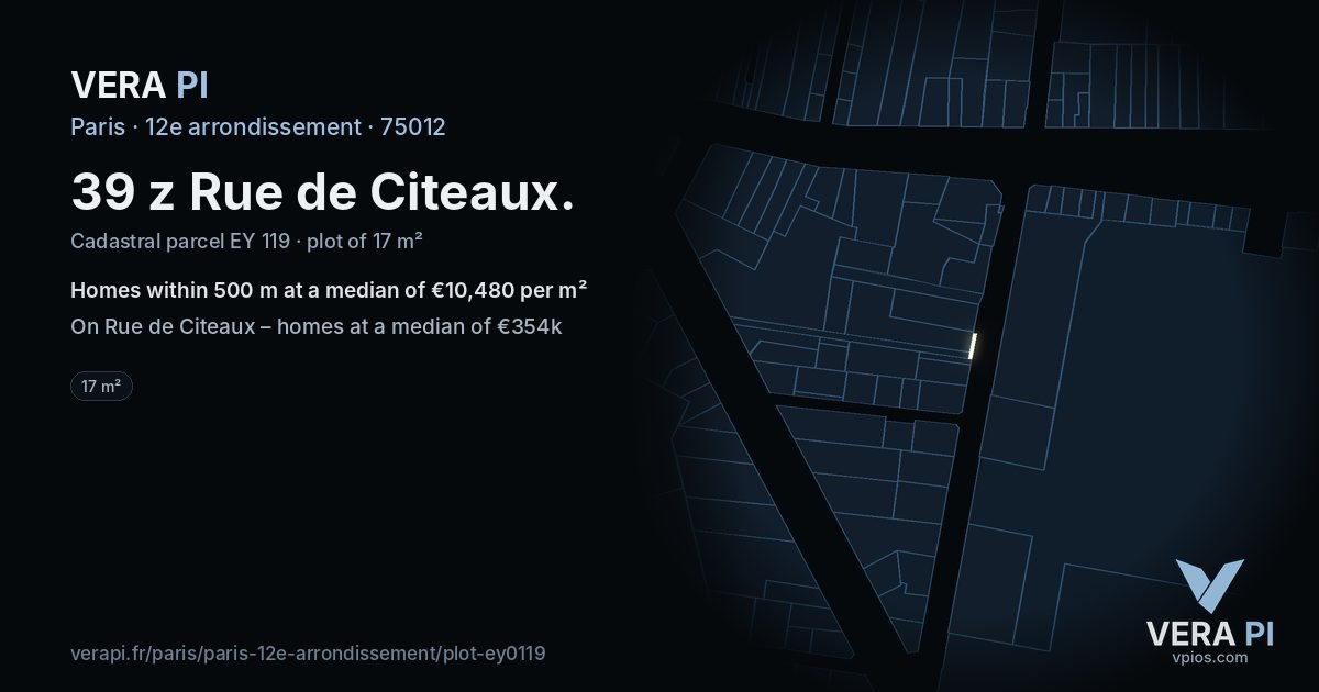 39 z Rue de Citeaux, 12e arrondissement at night – the plot lit, the parcels around coloured by the prices near them