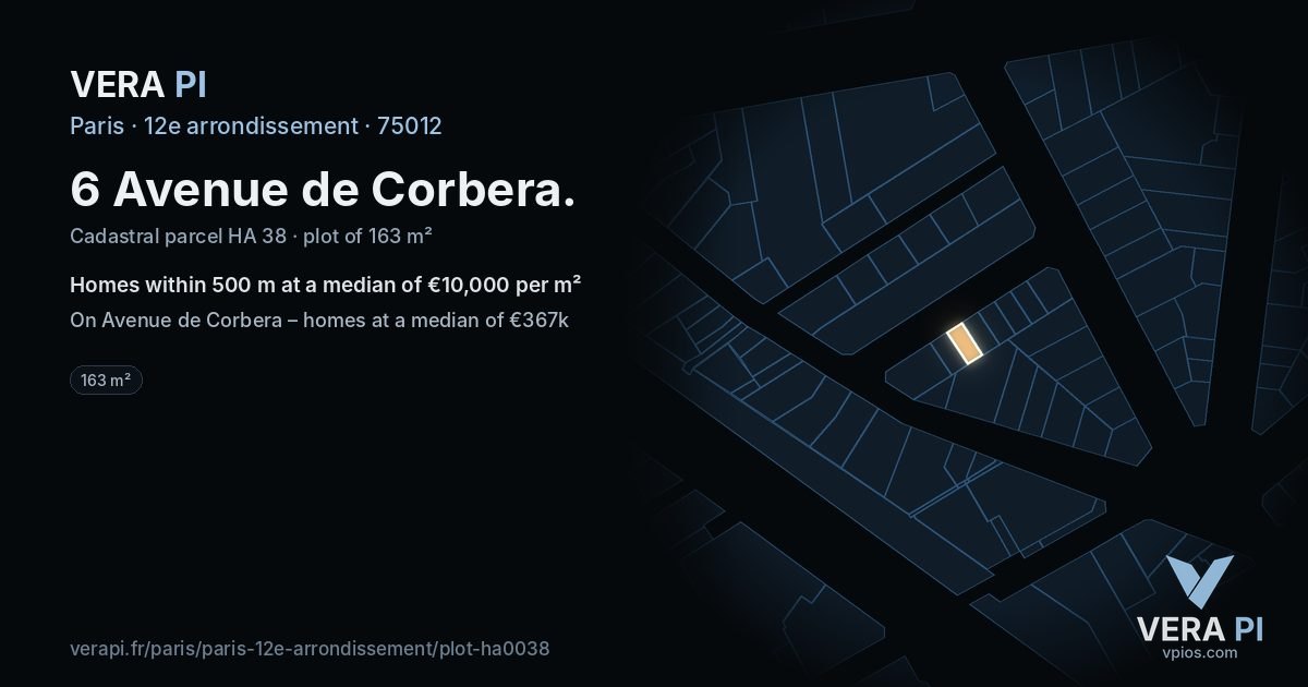 6 Avenue de Corbera, 12e arrondissement at night – the plot lit, the parcels around coloured by the prices near them