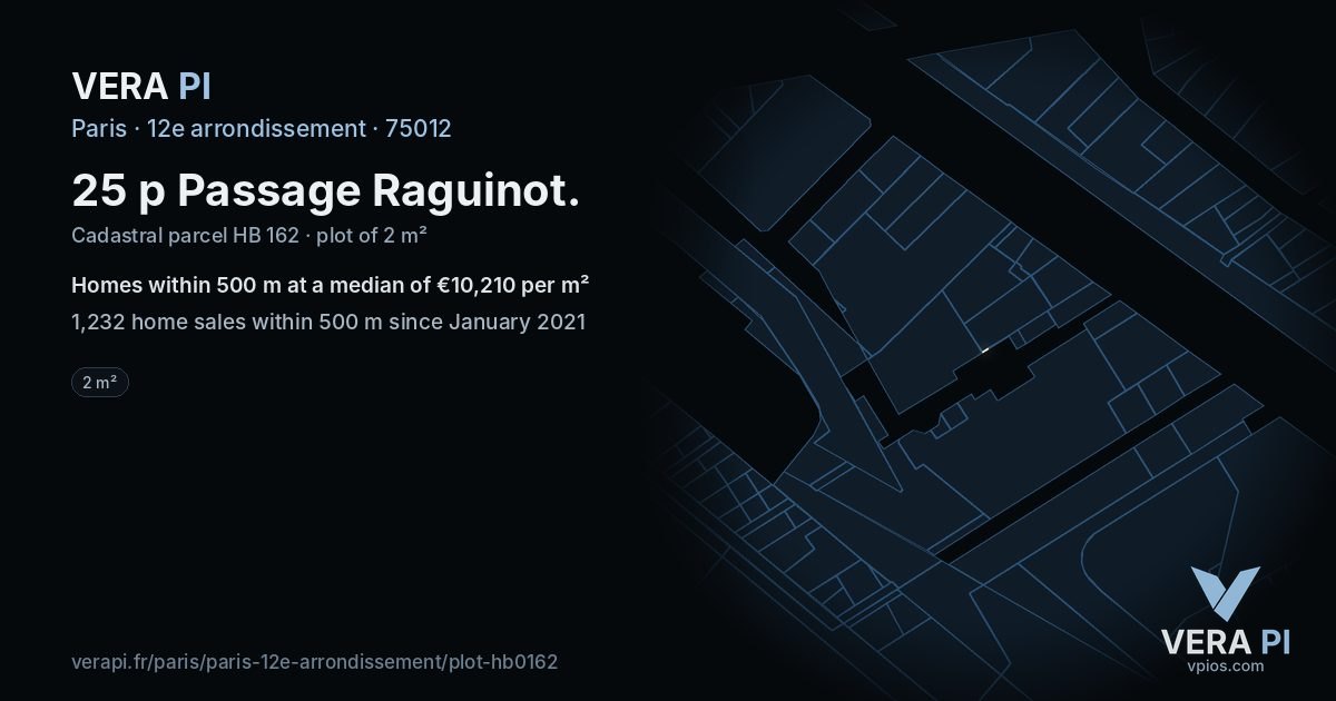 25 p Passage Raguinot, 12e arrondissement at night – the plot lit, the parcels around coloured by the prices near them