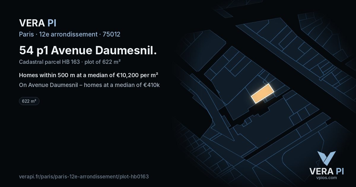 54 p1 Avenue Daumesnil, 12e arrondissement at night – the plot lit, the parcels around coloured by the prices near them