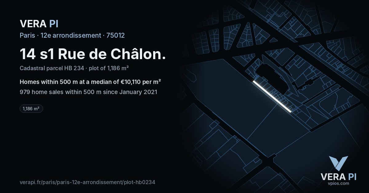14 s1 Rue de Châlon, 12e arrondissement at night – the plot lit, the parcels around coloured by the prices near them