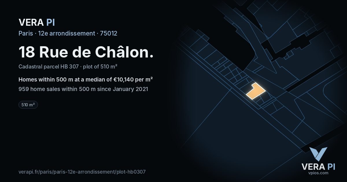 18 Rue de Châlon, 12e arrondissement at night – the plot lit, the parcels around coloured by the prices near them