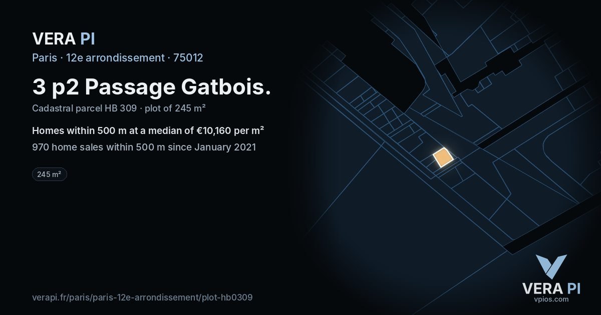3 p2 Passage Gatbois, 12e arrondissement at night – the plot lit, the parcels around coloured by the prices near them