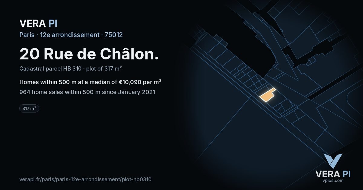 20 Rue de Châlon, 12e arrondissement at night – the plot lit, the parcels around coloured by the prices near them