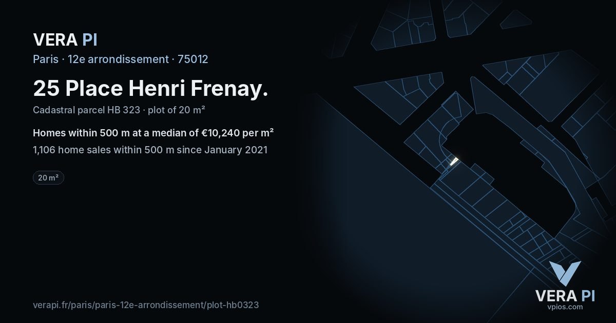 25 Place Henri Frenay, 12e arrondissement at night – the plot lit, the parcels around coloured by the prices near them
