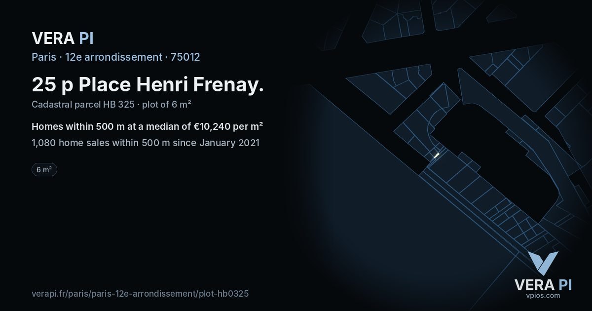 25 p Place Henri Frenay, 12e arrondissement at night – the plot lit, the parcels around coloured by the prices near them