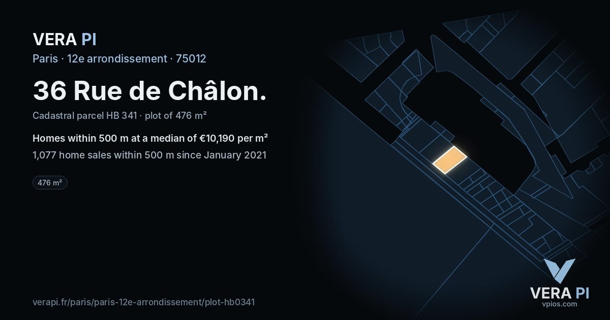 36 Rue de Châlon, 12e arrondissement at night – the plot lit, the parcels around coloured by the prices near them