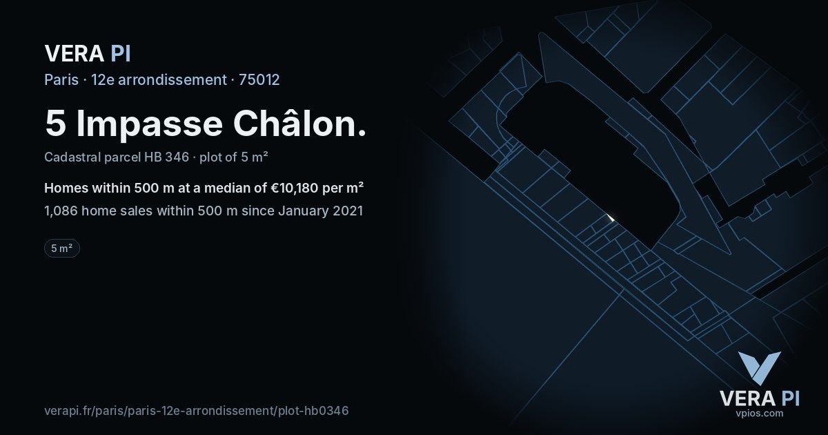 5 Impasse Châlon, 12e arrondissement at night – the plot lit, the parcels around coloured by the prices near them
