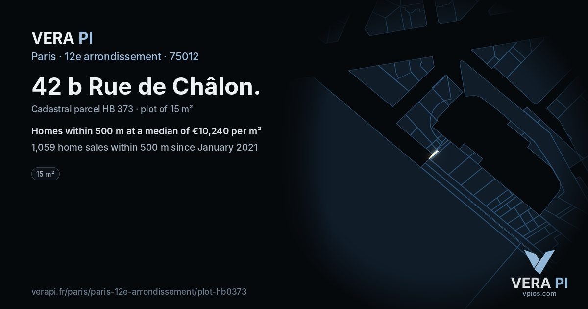 42 b Rue de Châlon, 12e arrondissement at night – the plot lit, the parcels around coloured by the prices near them