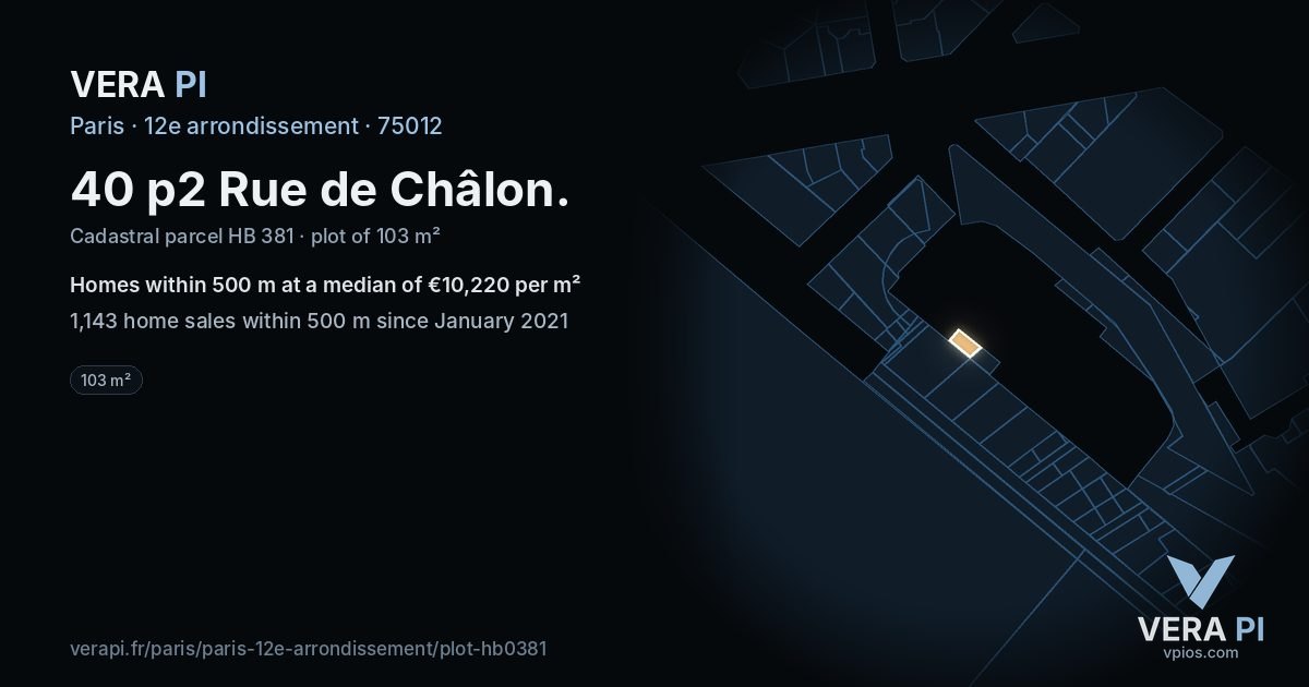 40 p2 Rue de Châlon, 12e arrondissement at night – the plot lit, the parcels around coloured by the prices near them