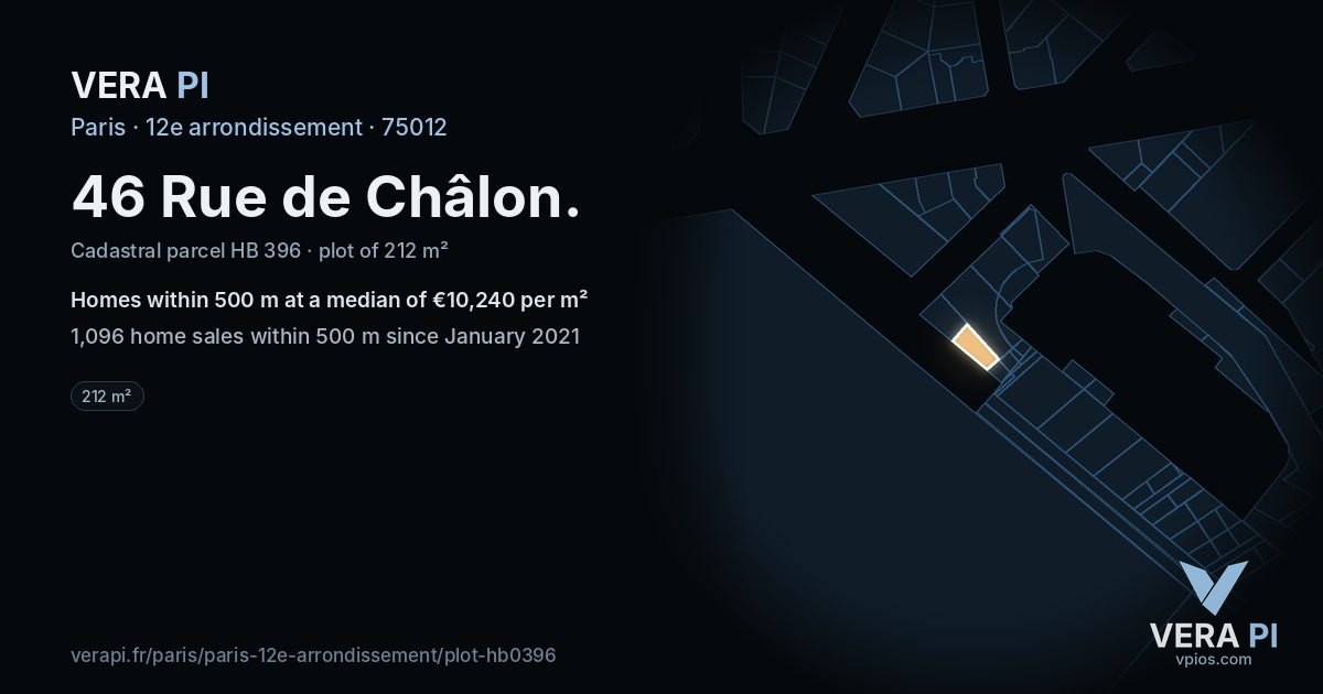 46 Rue de Châlon, 12e arrondissement at night – the plot lit, the parcels around coloured by the prices near them