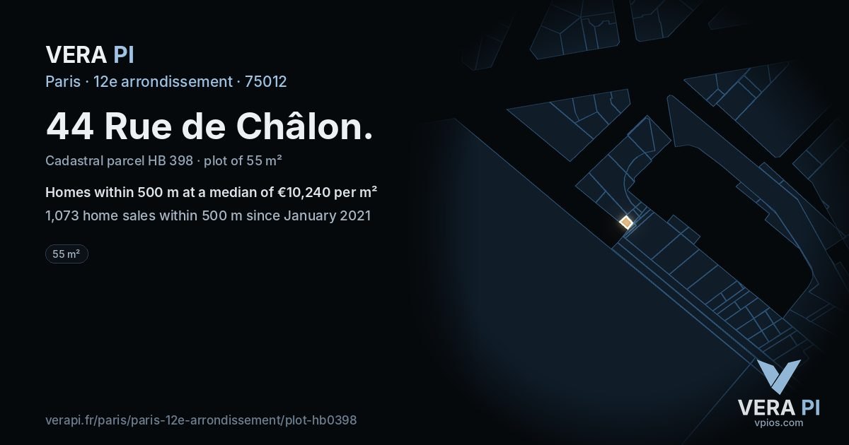 44 Rue de Châlon, 12e arrondissement at night – the plot lit, the parcels around coloured by the prices near them