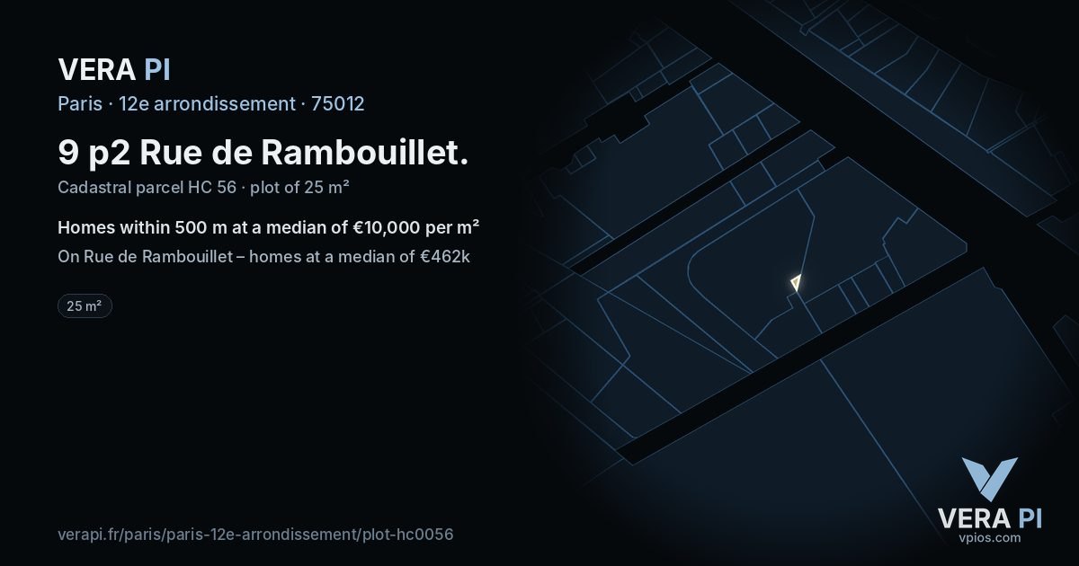 9 p2 Rue de Rambouillet, 12e arrondissement at night – the plot lit, the parcels around coloured by the prices near them