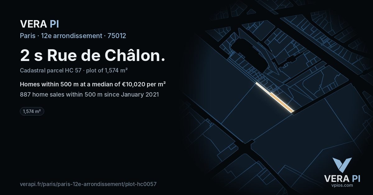 2 s Rue de Châlon, 12e arrondissement at night – the plot lit, the parcels around coloured by the prices near them