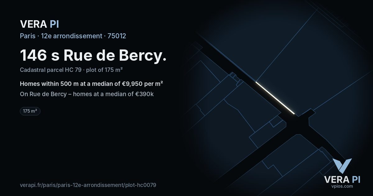 146 s Rue de Bercy, 12e arrondissement at night – the plot lit, the parcels around coloured by the prices near them