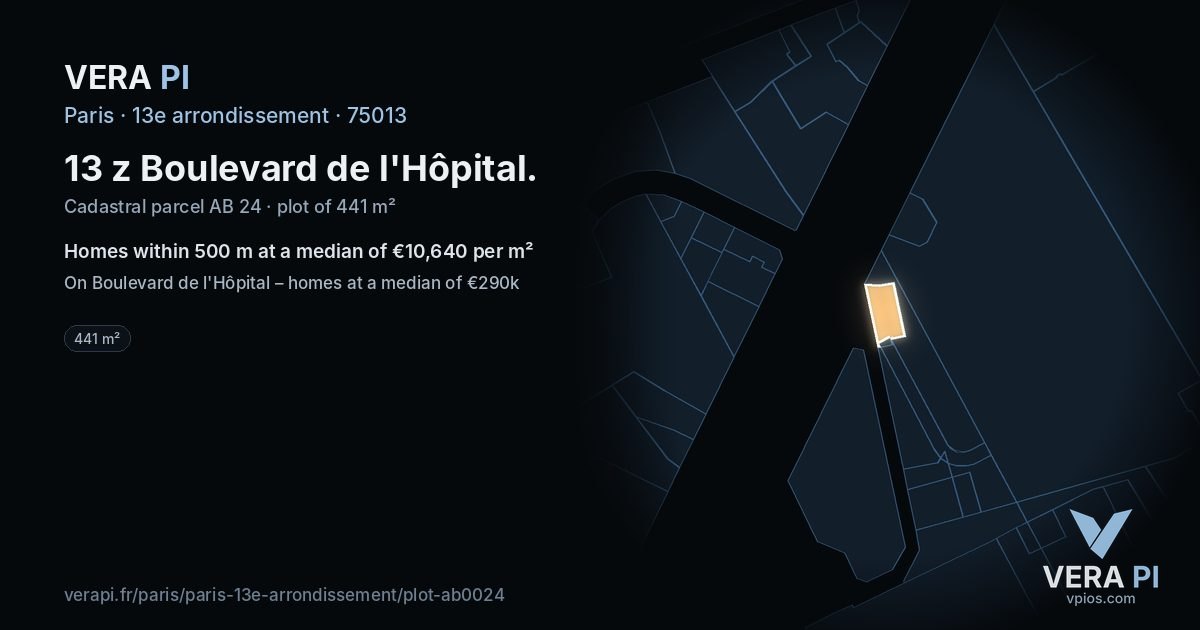 13 z Boulevard de l'Hôpital, 13e arrondissement at night – the plot lit, the parcels around coloured by the prices near them