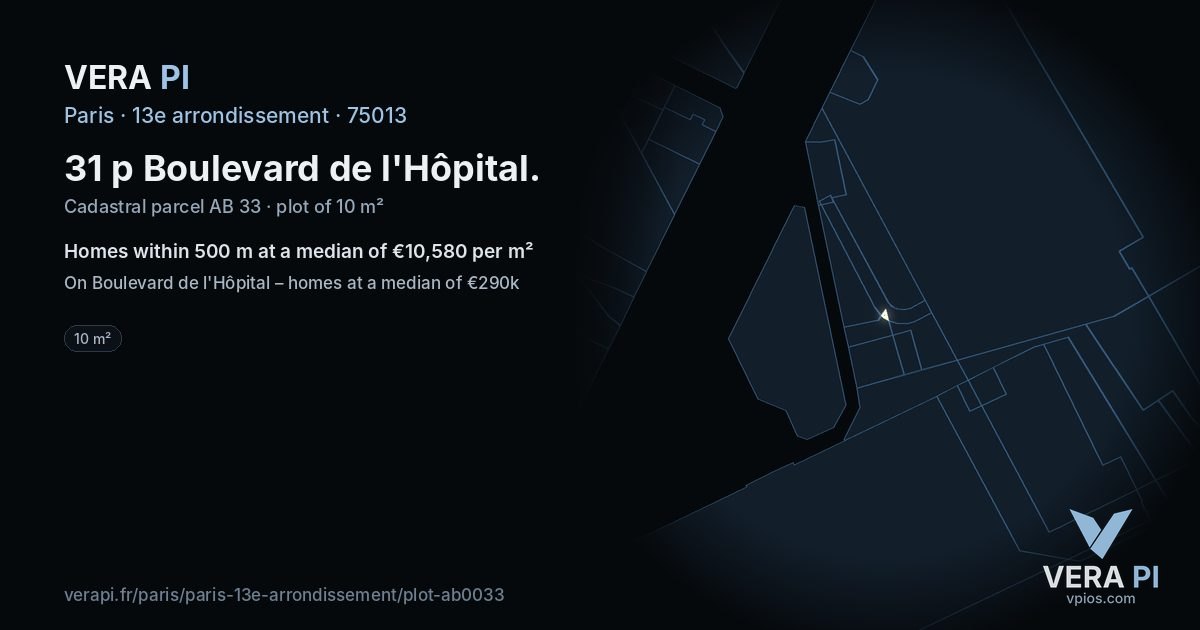 31 p Boulevard de l'Hôpital, 13e arrondissement at night – the plot lit, the parcels around coloured by the prices near them