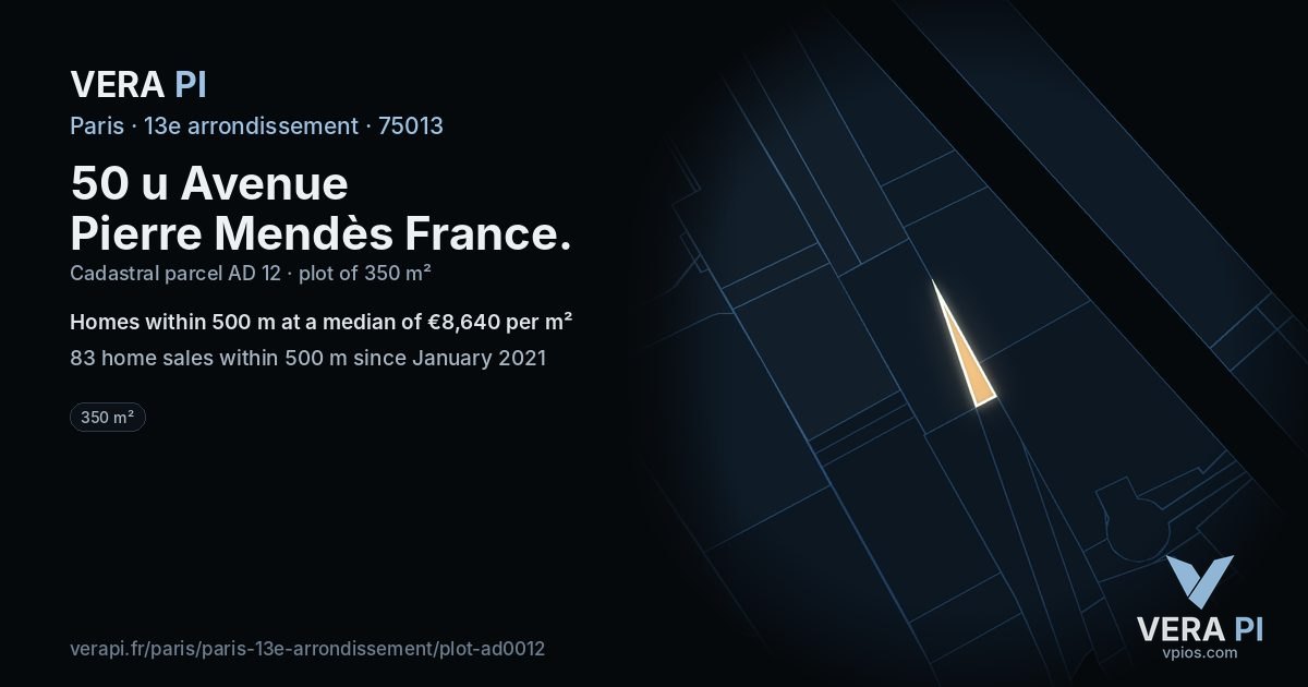 50 u Avenue Pierre Mendès France, 13e arrondissement at night – the plot lit, the parcels around coloured by the prices near them