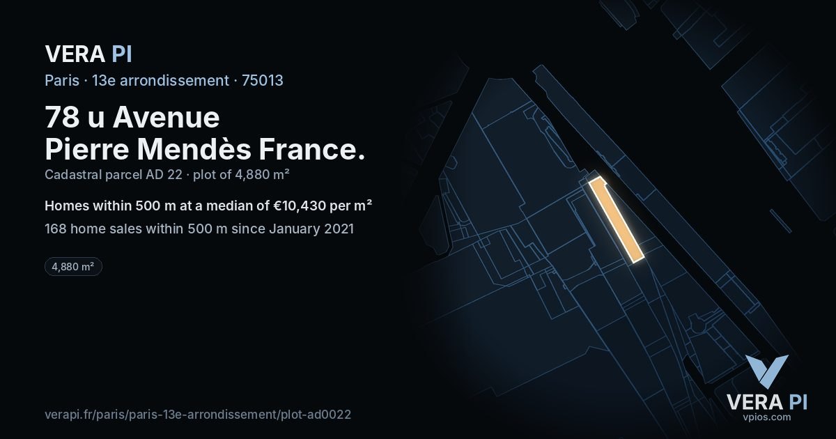 78 u Avenue Pierre Mendès France, 13e arrondissement at night – the plot lit, the parcels around coloured by the prices near them