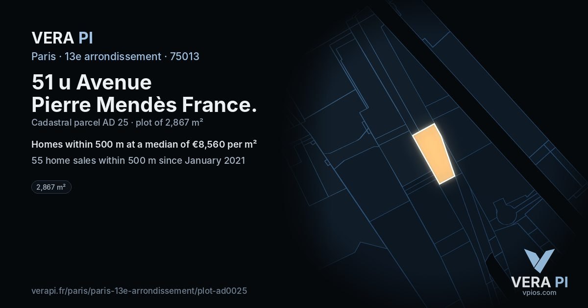 51 u Avenue Pierre Mendès France, 13e arrondissement at night – the plot lit, the parcels around coloured by the prices near them