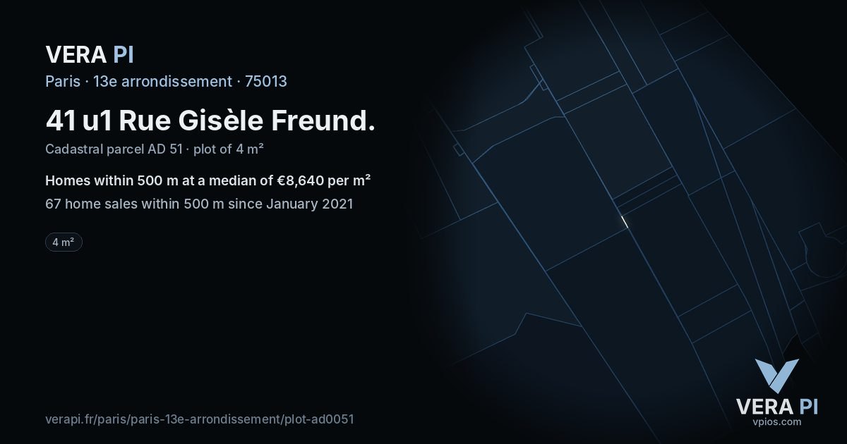 41 u1 Rue Gisèle Freund, 13e arrondissement at night – the plot lit, the parcels around coloured by the prices near them