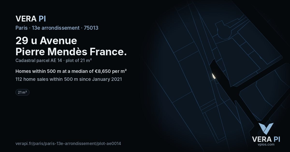 29 u Avenue Pierre Mendès France, 13e arrondissement at night – the plot lit, the parcels around coloured by the prices near them