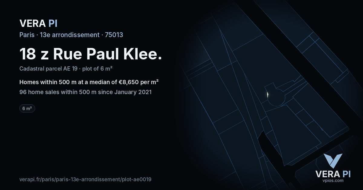 18 z Rue Paul Klee, 13e arrondissement at night – the plot lit, the parcels around coloured by the prices near them