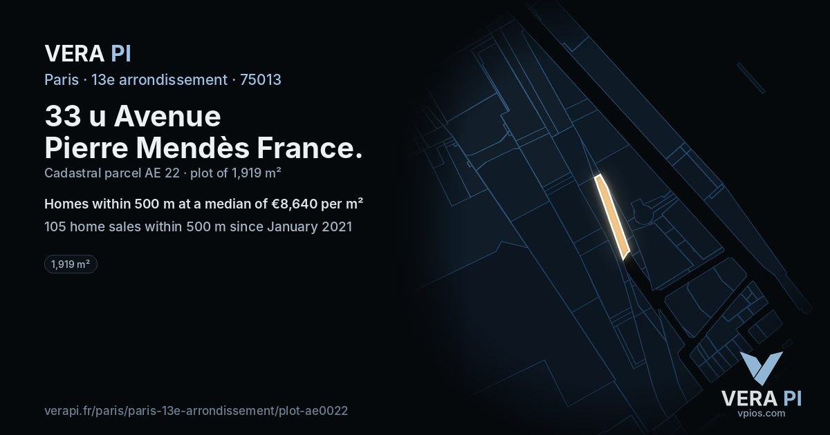 33 u Avenue Pierre Mendès France, 13e arrondissement at night – the plot lit, the parcels around coloured by the prices near them
