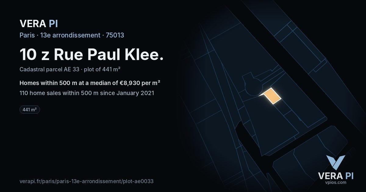 10 z Rue Paul Klee, 13e arrondissement at night – the plot lit, the parcels around coloured by the prices near them
