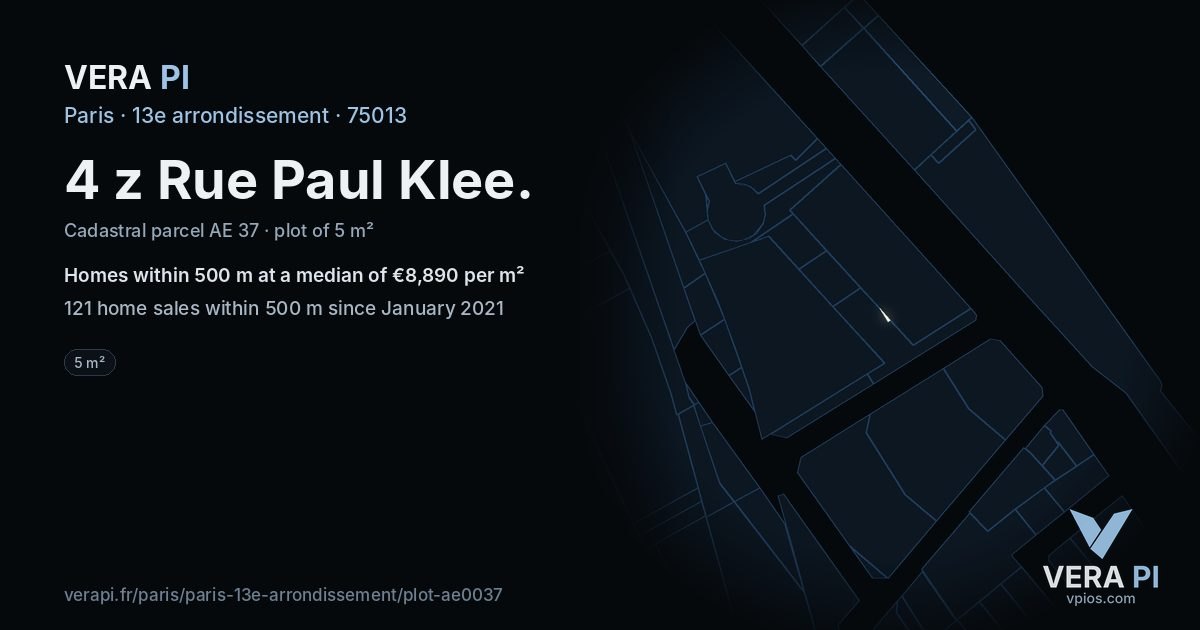 4 z Rue Paul Klee, 13e arrondissement at night – the plot lit, the parcels around coloured by the prices near them