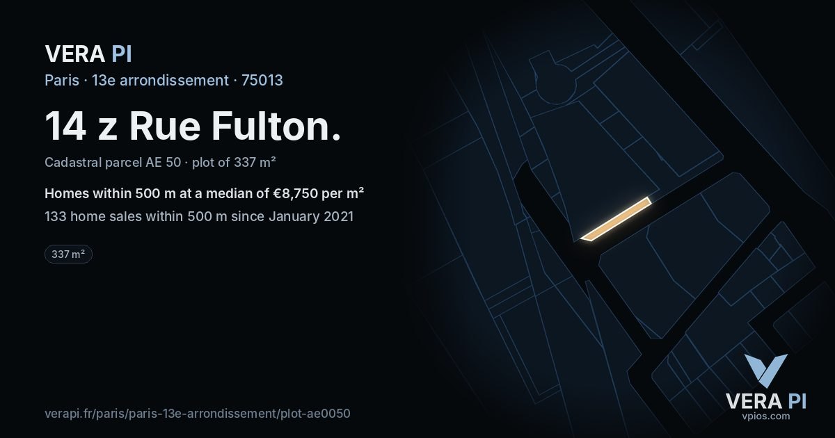 14 z Rue Fulton, 13e arrondissement at night – the plot lit, the parcels around coloured by the prices near them