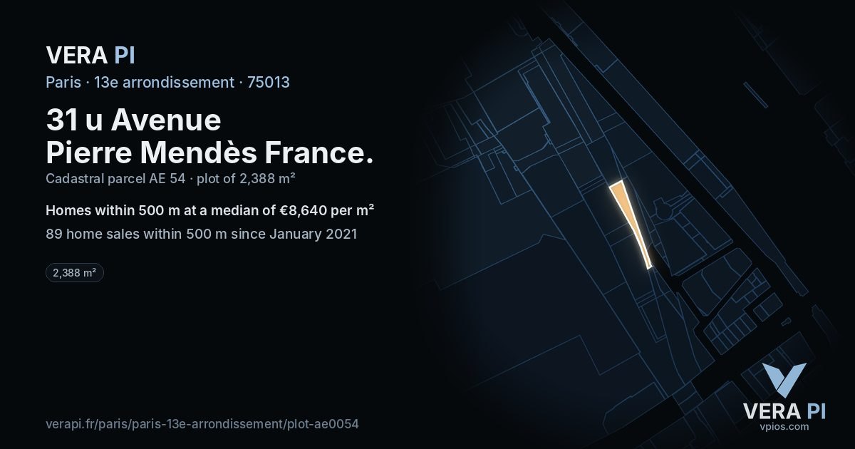 31 u Avenue Pierre Mendès France, 13e arrondissement at night – the plot lit, the parcels around coloured by the prices near them