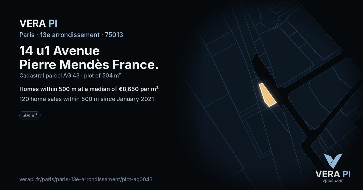 14 u1 Avenue Pierre Mendès France, 13e arrondissement at night – the plot lit, the parcels around coloured by the prices near them