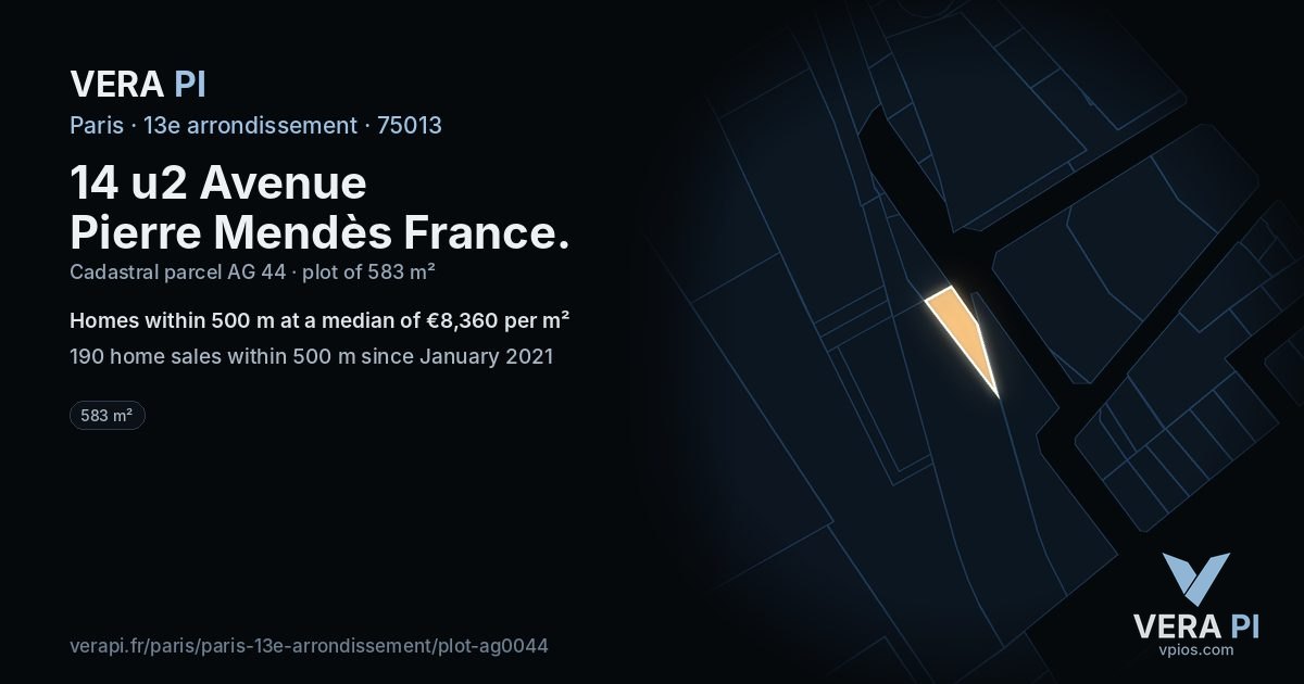14 u2 Avenue Pierre Mendès France, 13e arrondissement at night – the plot lit, the parcels around coloured by the prices near them