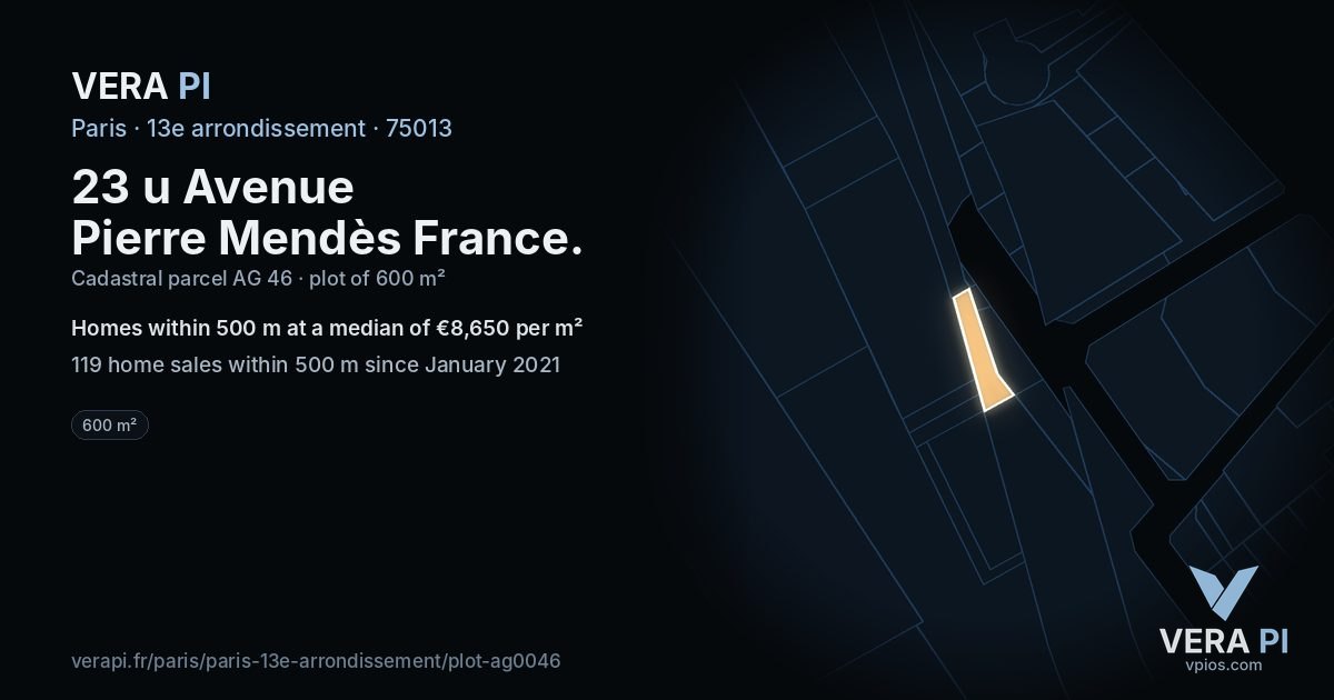 23 u Avenue Pierre Mendès France, 13e arrondissement at night – the plot lit, the parcels around coloured by the prices near them