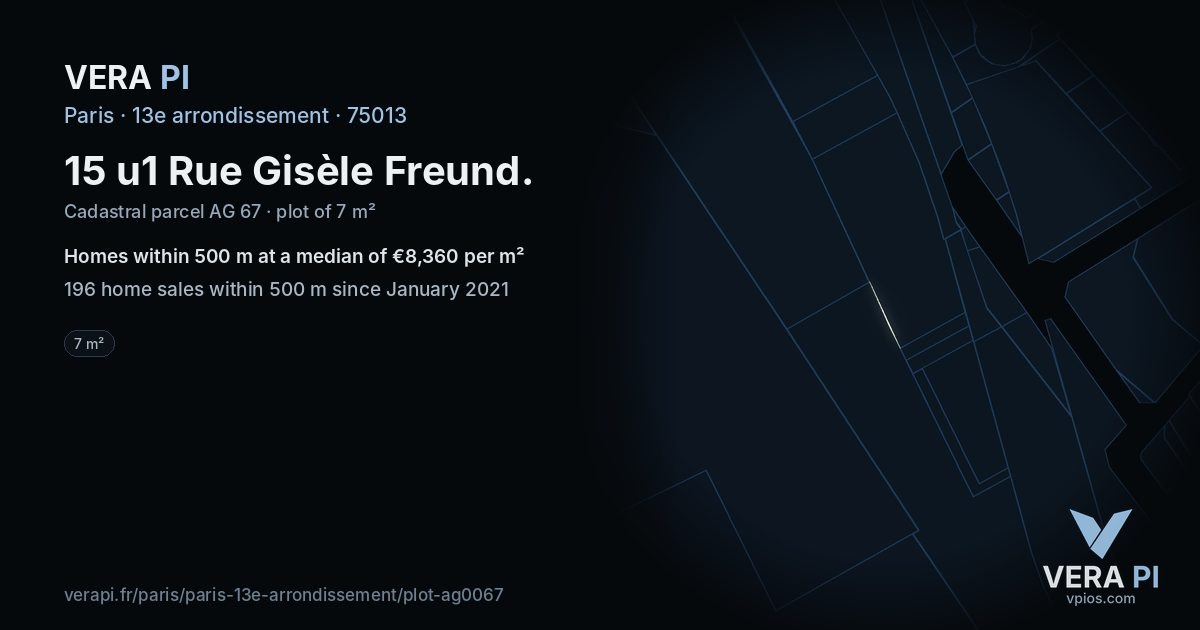15 u1 Rue Gisèle Freund, 13e arrondissement at night – the plot lit, the parcels around coloured by the prices near them
