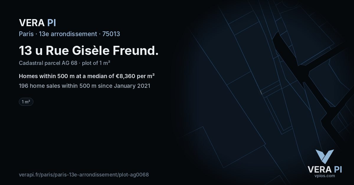 13 u Rue Gisèle Freund, 13e arrondissement at night – the plot lit, the parcels around coloured by the prices near them