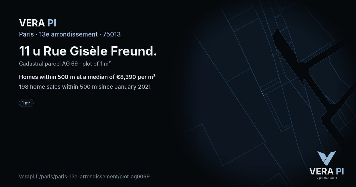 11 u Rue Gisèle Freund, 13e arrondissement at night – the plot lit, the parcels around coloured by the prices near them