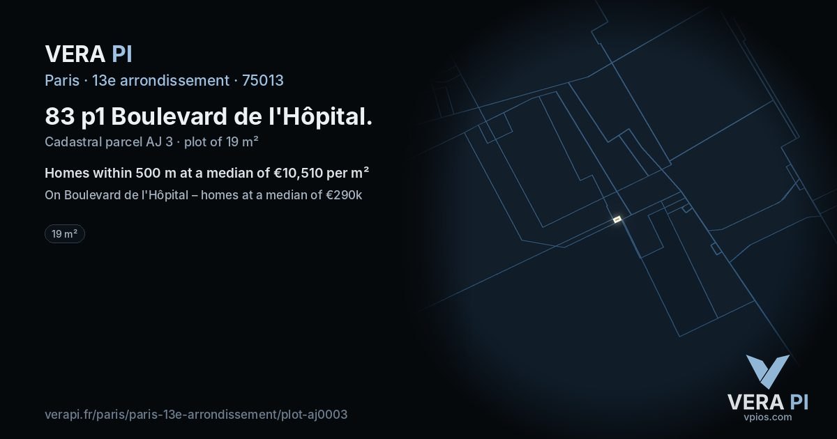 83 p1 Boulevard de l'Hôpital, 13e arrondissement at night – the plot lit, the parcels around coloured by the prices near them