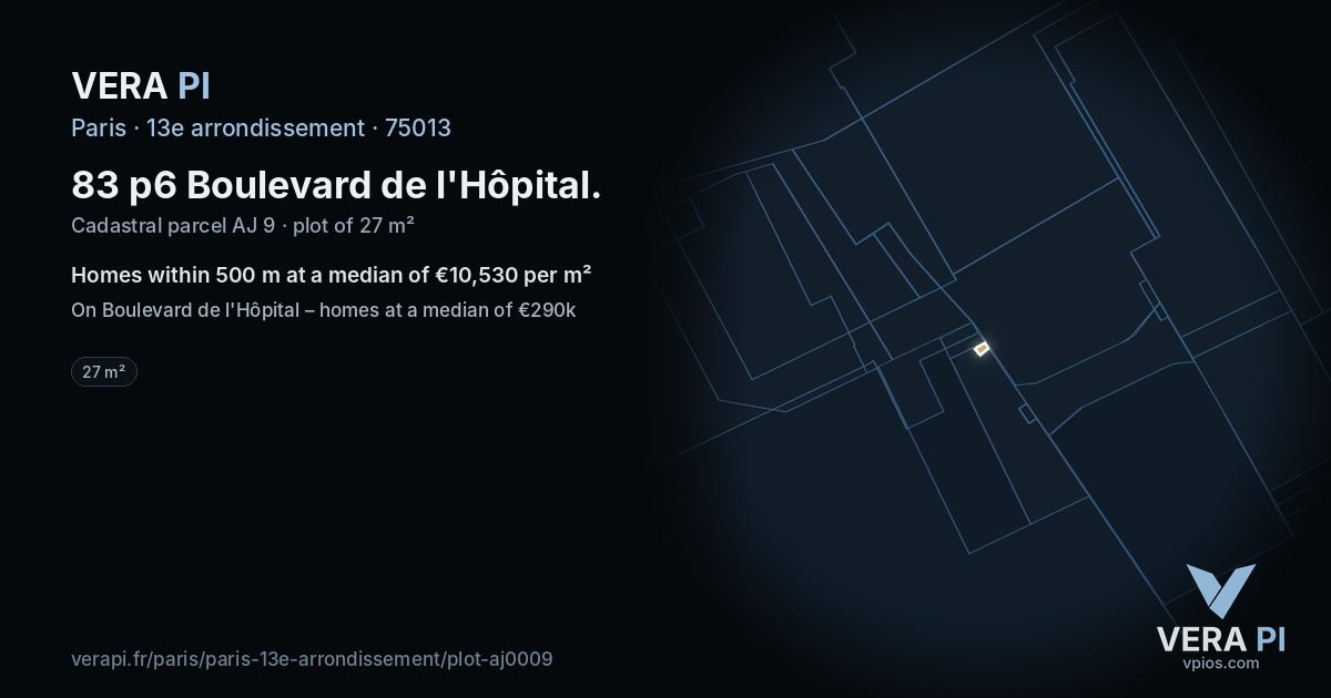83 p6 Boulevard de l'Hôpital, 13e arrondissement at night – the plot lit, the parcels around coloured by the prices near them